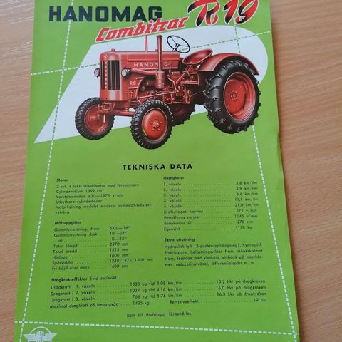 Hanomag R19 Traktor brosjyre.