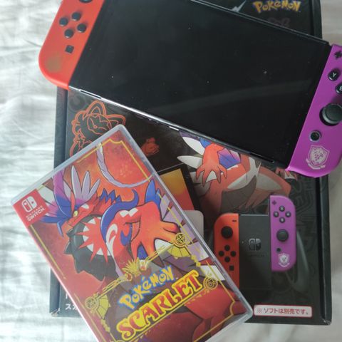 Nintendo switch oled pokemon scarlet + pokemon scarlet and monster hunter