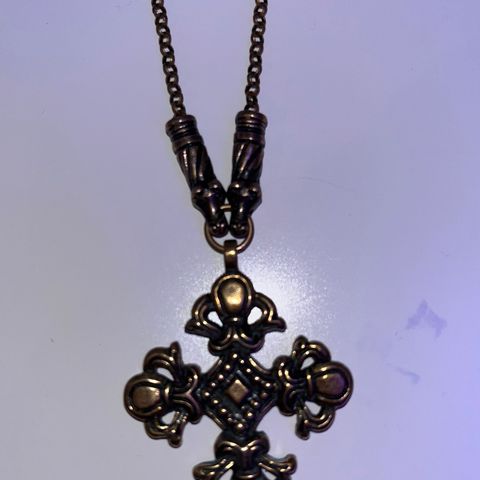 Sigmund Espeland, vintage, bronze viking style cross and chain with dragons