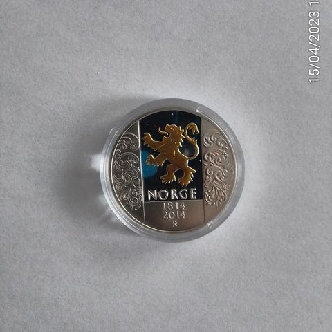 Norges Grunnlov 1814 - 2014 Nummerrerte Medalje. Sølv 99.9% Gull 24 karat