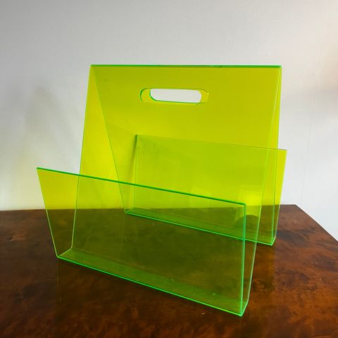 Vintage acrylic/plexiglass magasinholder/LP-stativ