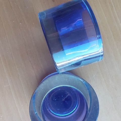 Lysestaker med blått glass - tunge solide - kvalitet