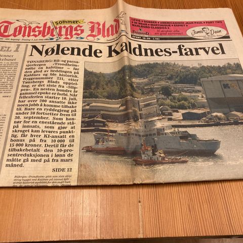 TØNSBERGS BLAD FREDAG 3. JULI 1992 - NØLENDE KALDNES-FARVEL
