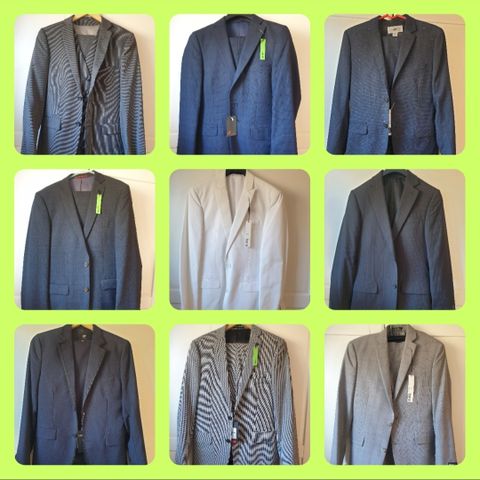 7 stk nye dresser/ 2 nye jakker i ca str S, høyde 180-186, selges fra kr 400
