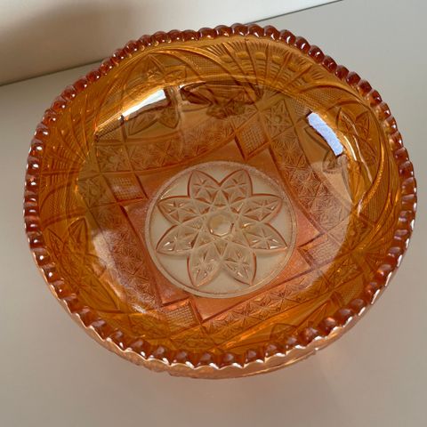 Retro vintage serverings skål orange/pærle (17.5 cm i diameter x 7.2 cm høy)