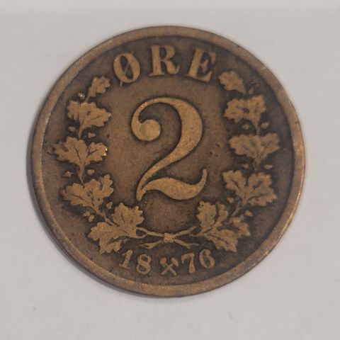 2 øre 1876 NORGE