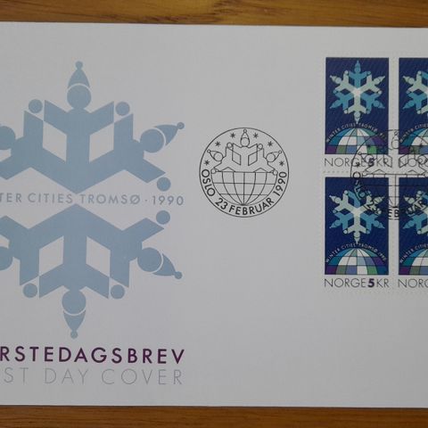 FDC 4-blokk, Winter Cities Tromsø 1990, sendes fraktfritt