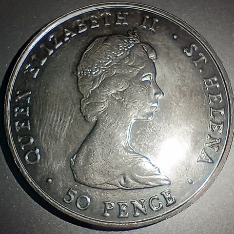 St. Helena 50 pence 1984 Kongelig besøk Prince Andrew NY PRIS