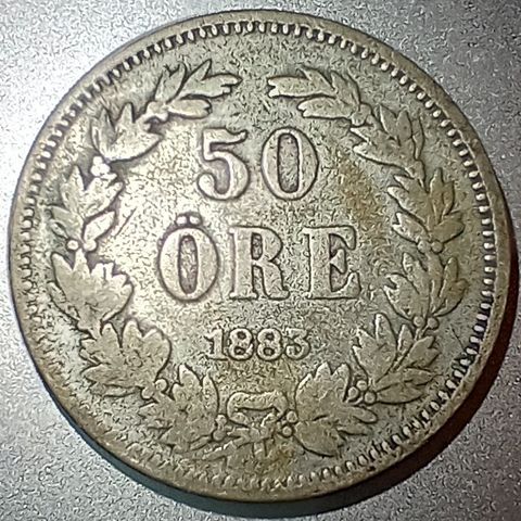 Sverige 50 öre 1883 .600 sølv NY PRIS