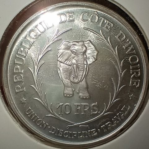Elfenbenskysten 10 Francs 1966 .925 sølv NY PRIS