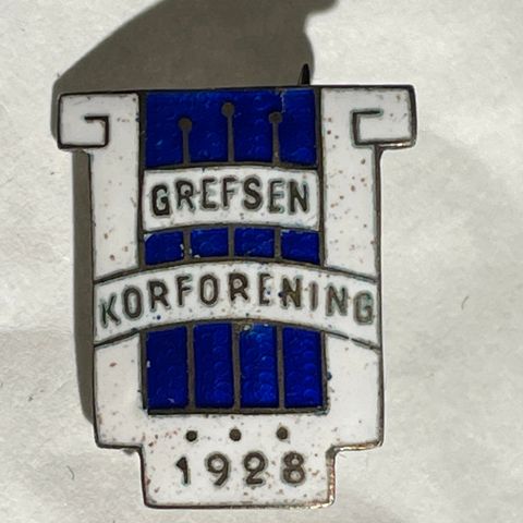 Grefsen Korforening 1928 nålemerke sølv 925 S - gullsmed E.G.