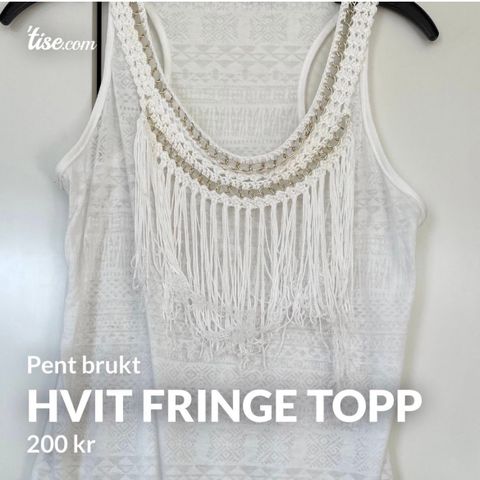 Hvit Fringe Topp