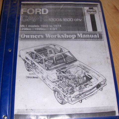 Haynes verkstedhåndbok  og delekatalog Ford Capri