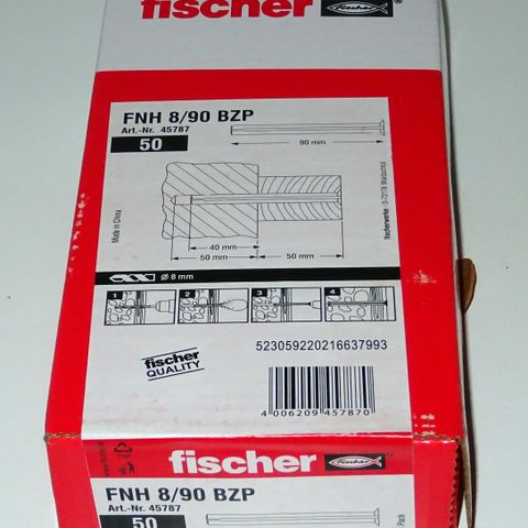 Fischer Ekspresspiker FNH 8/90 BZP elforzinket 50 stk pr pakke
