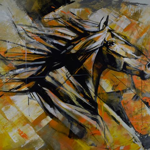Equine serie, originalt  moderne akrylmaleri 70x90cm