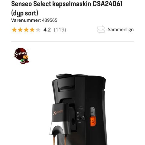 Kaffemaskin - Senseo Select kapselmaskin - helt ny!