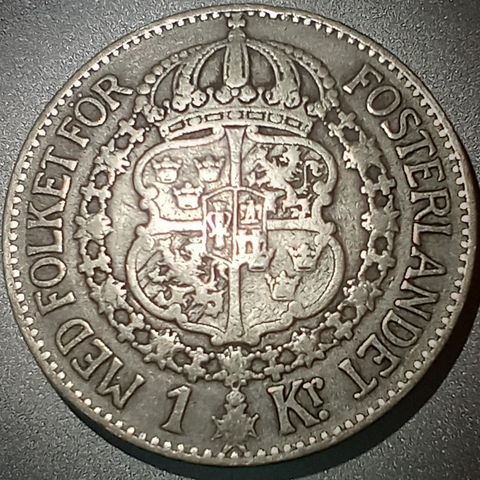 Sverige 1 krona 1928 .800 sølv NY PRIS