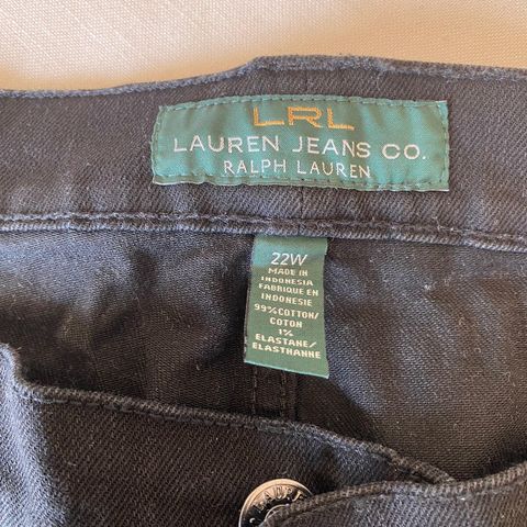 Ubrukt Ralph Lauren svart jeans bukse str 22W / 52