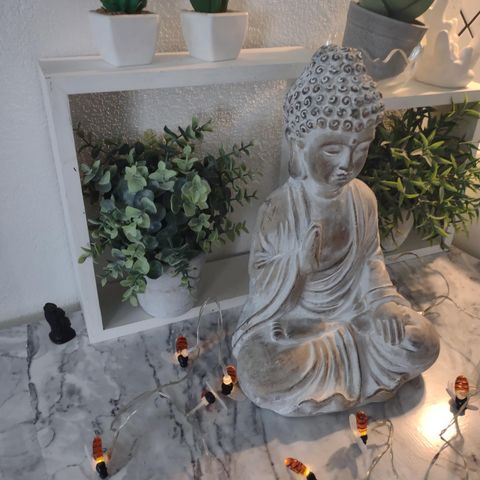 Hage dekor stor keramikk Buddha og faux planter .få vår og Sommer på Terasse