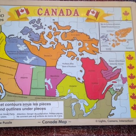 Canada kart: puslespill (wooden jigzaw puzzle)