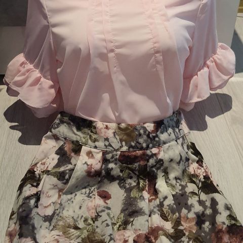 Vintage retro floral skjørt str.34/XS fra Risøe