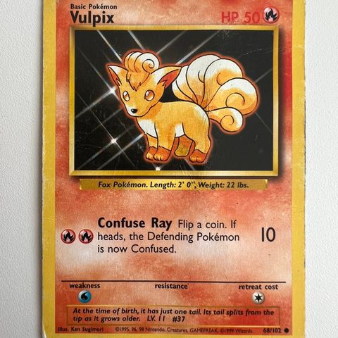 Pokemon Base set: Vulpix 1999 68/102