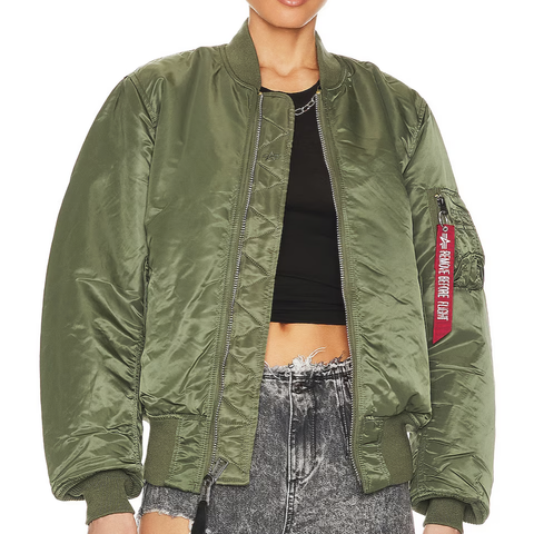 Unisex Alpha Industries MA-1 Blood Chit Bomber jakke Sage grønn L