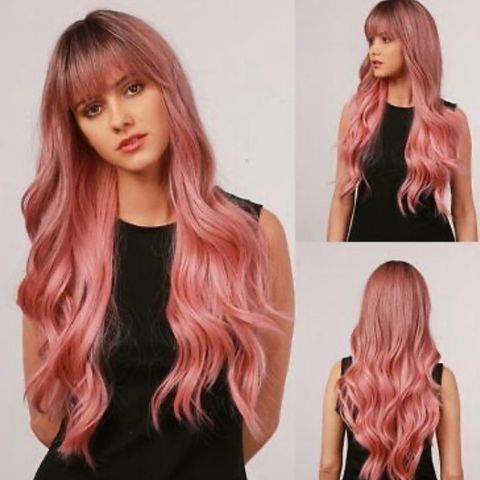 Ny rosa pink parykk Wig