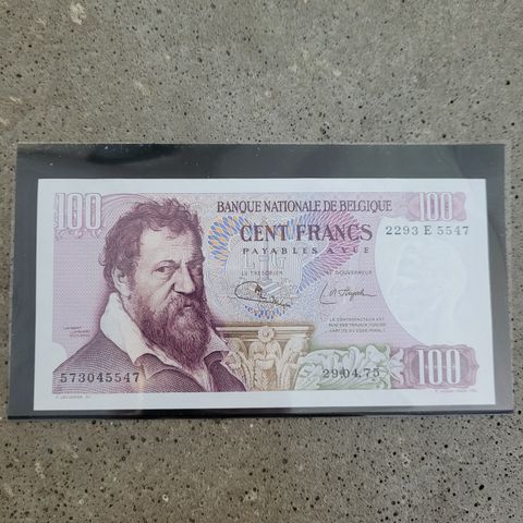 100 Cent francs Belgia  1975. 2293E5547. Seddelen er i UNC