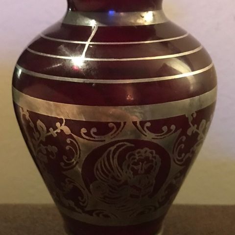 Murano vase med sølv. Vintage.