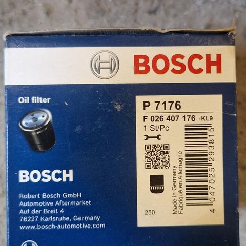 Nissan oil filter bosch p7176