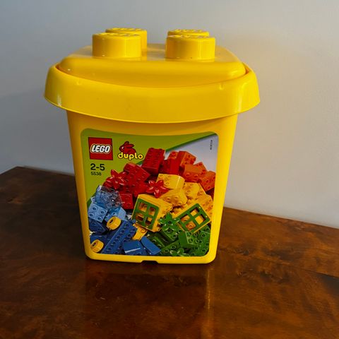 Gammel gul lego duplo oppbevarings boks