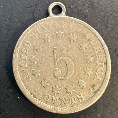 Medalje/anheng  5 cent USA, se bilder (2421 Å)