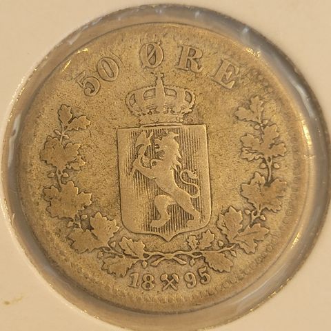 50 øre 1895 NORGE. Lavt opplag 200 000