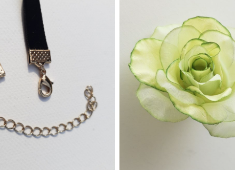 Rose og fløyels- Smykke, Hårpynt, Corsage/armband, Brosje