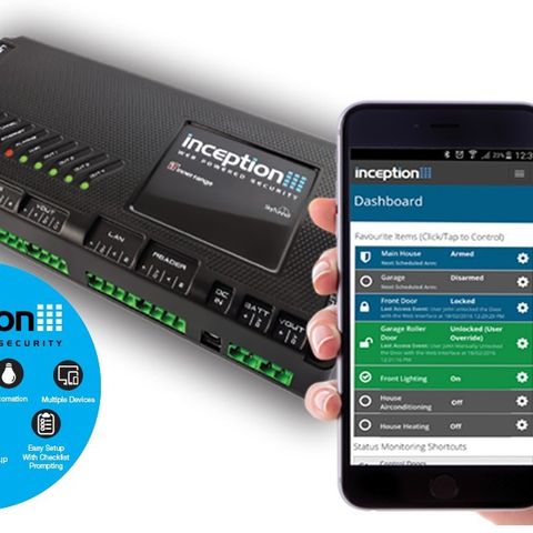 Inception integrert adgangskontroll og alarmsentral for næring og bolig, selveie