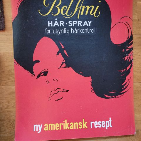 Retro frisør plakat 49,5 x 62 cm fra 1950/60 tallet (med pålimt puslespill bak)