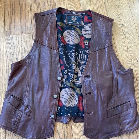 VINTAGE skinn vest - herre str. L