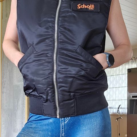 Kul ny Kangol x Schott vest i str S