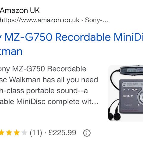 Sony MZ-G750 Recordable MiniDisc Walkman