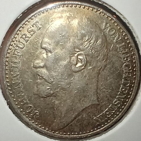 Liechtenstein 1 krone 1915 .835 sølv NY PRIS