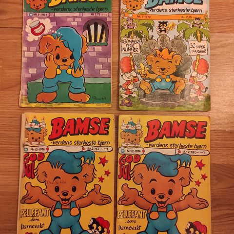 4 STK BAMSE VERDENS STERKESTE BJØRN nr 5, nr 7 og nr 12 fra 1974 !!!