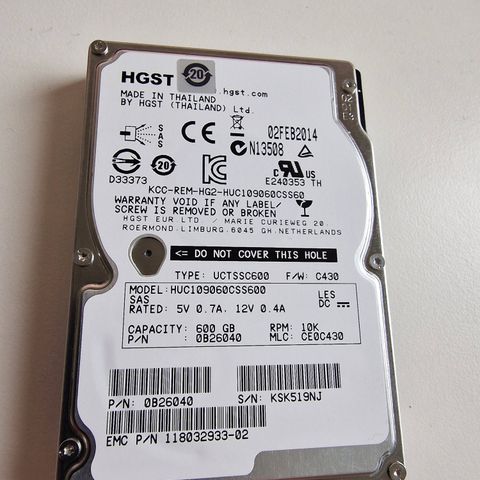 600 gb 10k SAS-disker (EMC)