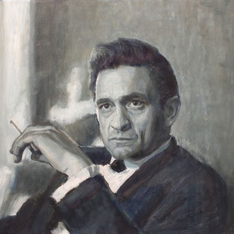 Johnny Cash - oljemaleri på lerret