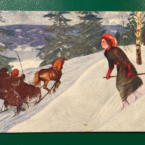 Skitur og hesteslede / C.A. Erichsen 17 / KONGSVINGER 22.12.1911