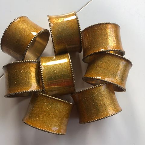 Serviettringer i metall /gullglitter - 8stk