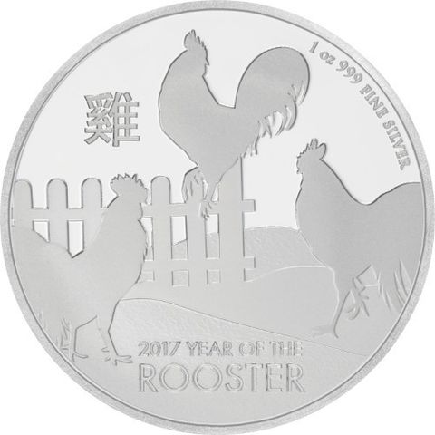 2017 New Zealand Lunar Rooster 1 oz sølv