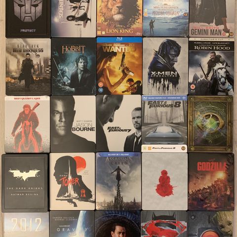 25 Steelbooks selges (blu-ray)