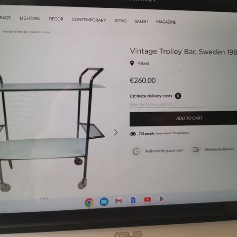 Bartralle"Glimminge" IKEA Designtralle1980 Feilfri i glass/stål samleobjekt