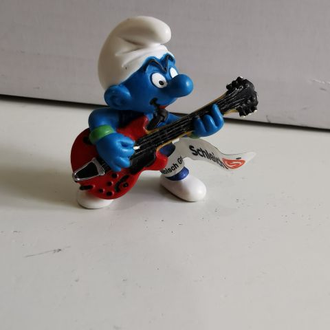 SMURF rocker spiller gitar SCHLEICH 1997 PEYO. SO346